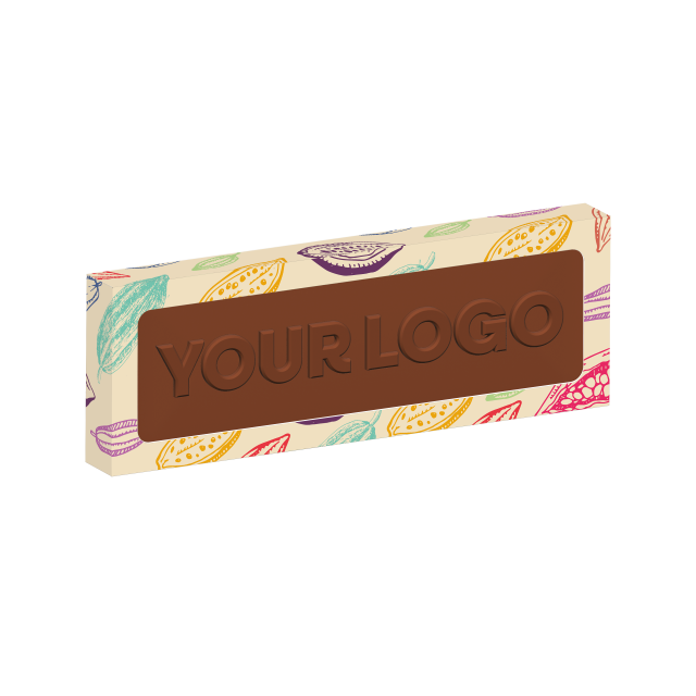 Eco Window Box – 12 Baton Bar – 3D Branding – Milk Chocolate³