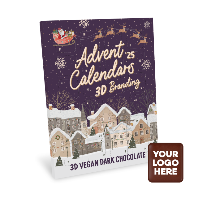 Advent Calendars – Maxi Advent Calendar – Vegan Dark Chocolate – 71% Cocoa – 3D Branding